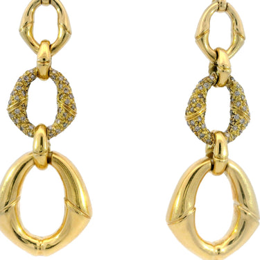 Rare Gucci Bamboo Collection Diamond Drop Earrings in 18 Karat Yellow Gold