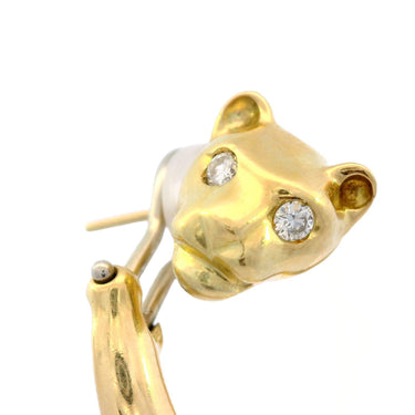 Vintage Panther Clip-On Earrings Made in 18K Yellow Gold with Diamond Eyes