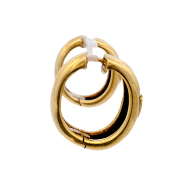 Fred Paris 1970s Diamond Heart Loop Earrings in 18 Karat Yellow Gold