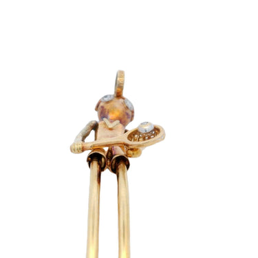 Vintage Articulated Diamond Tennis Player in 14 Karat Yellow Gold