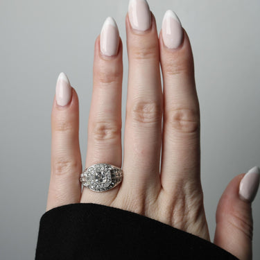 Ascher Cut Diamond Cluster Ring in Platinum ~2.79ctw Art Deco Style Size 6.25