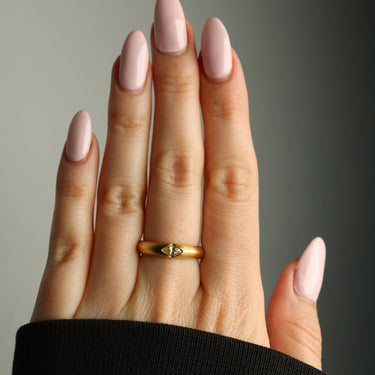 18K Marquise Diamond Band Stacker Ring Yellow Gold ~.33ctw