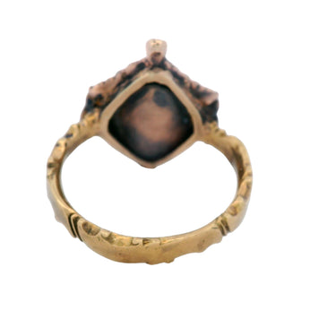 Georgian Urn Mourning Ring with Synthetic Sapphire and Diamonds in 18K Gold