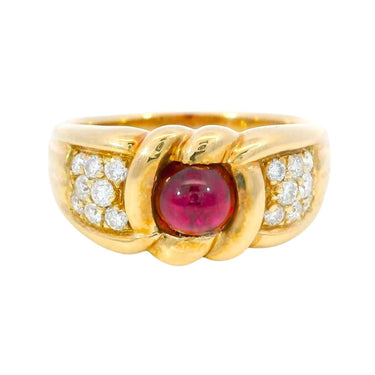 Vintage 18K Ruby Diamond Ring Yellow Gold Size 7.25 ~1.66ctw
