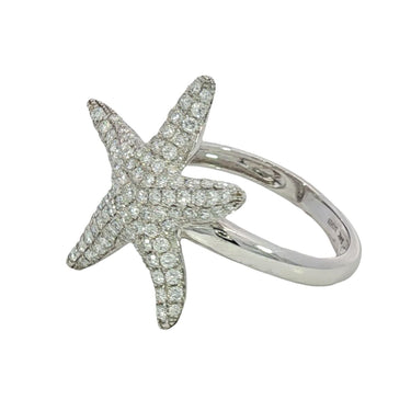 Modern Starfish Diamond Ring 14K White Gold Size 7 ~0.73ctw Diamonds