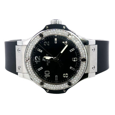 Hublot Big Bang 38mm Steel Diamond Bezel Quartz Rubber Strap