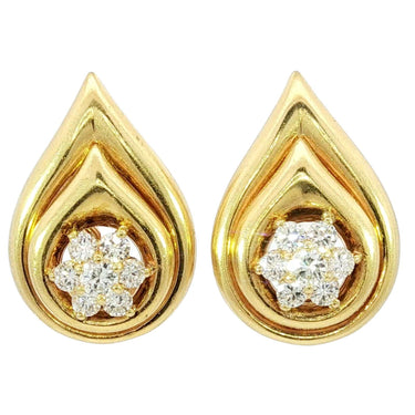Tiffany & Co. Diamond Teardrop Vintage Earrings 18K Yellow Gold Cluster Earrings