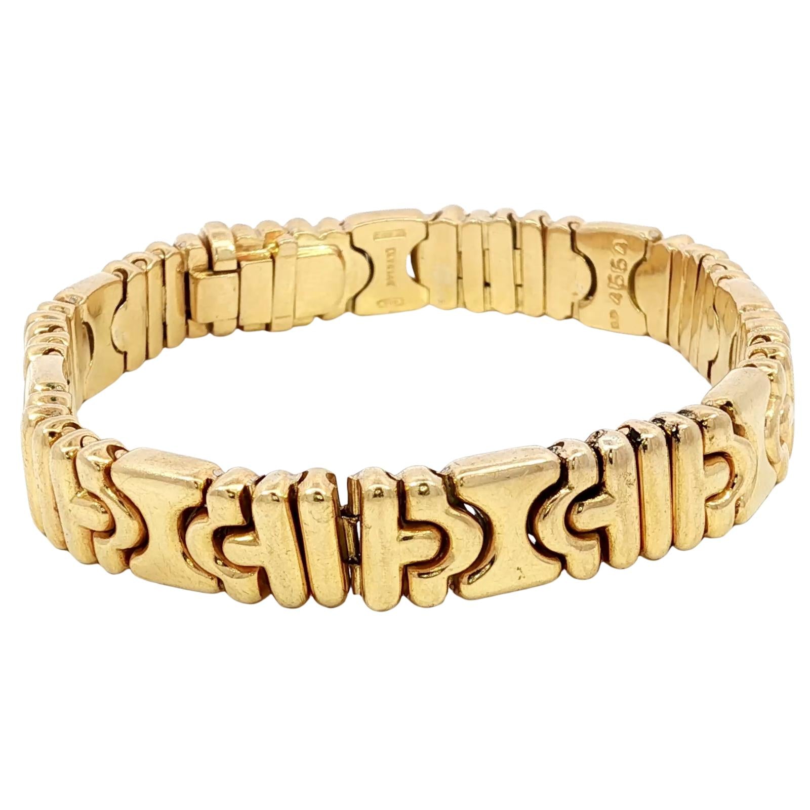Bulgari Parentesi Bracelet 18K Yellow Gold Vintage 1970s 7" length
