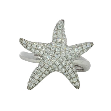 Modern Starfish Diamond Ring 14K White Gold Size 7 ~0.73ctw Diamonds