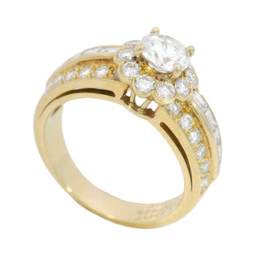 Van Cleef & Arpels Diamond Flower Motif Ring 18K Yellow Gold ~2.13ctw