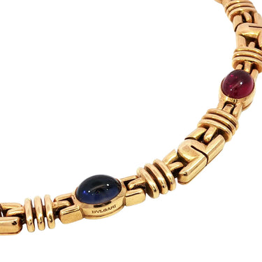 Bulgari Parentesi Gemstone Necklace 18K Yellow Gold Iolite Tourmaline ~17.9ctw