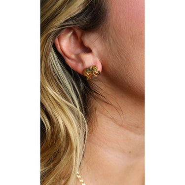 Cartier Elephant Stud Earrings Emerald Eyes 18K Yellow Gold