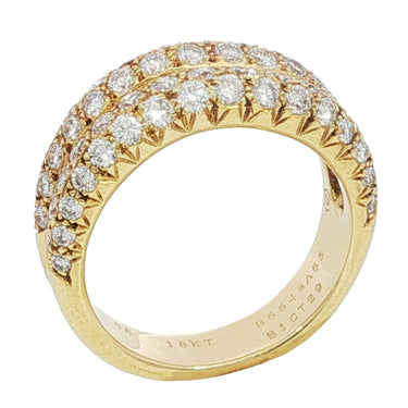 Van Cleef & Arpels 18K Pavé Diamond Ring French Yellow Gold ~1.55ctw