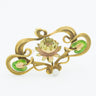 Art Nouveau 10 Karat Yellow Gold Enamel Flower Pearl Brooch Pin