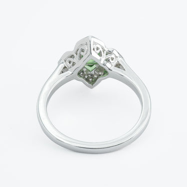 Modern Tsavorite and Diamond Cluster Ring in 14 Karat White Gold