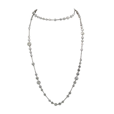 Diamond by the Yard Necklace Modern 18K White Gold ~27.69ctw Diamonds 32" Length