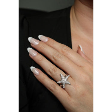 Modern Starfish Diamond Ring 14K White Gold Size 7 ~0.73ctw Diamonds