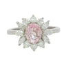 Estate Pink Sapphire Diamond Cluster Platinum Ring Size 6.75 ~2.33ctw