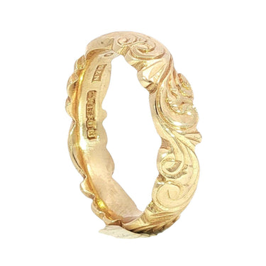 Antique 14k Yellow Gold Scroll Work Engraved Band Ring Size 6.25