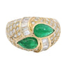 Estate 18K Pave Diamond Cocktail Ring Emerald Cabochon 18k Yellow Gold ~3.81ctw