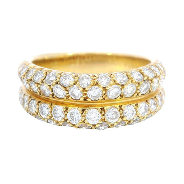 Van Cleef & Arpels 18K Pavé Diamond Ring French Yellow Gold ~1.55ctw