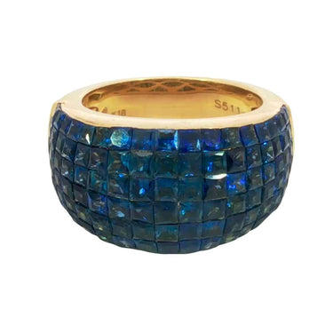 Estate 18K Invisible-Set Sapphire Ring Yellow Gold ~5.11ctw