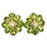 Maz Flower Cluster Earrings 14k Peridot Diamond Earrings Yellow Gold ~12.32ctw