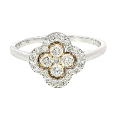 18K Diamond Clover Ring White Gold Size 7 ~0.5ctw Diamonds
