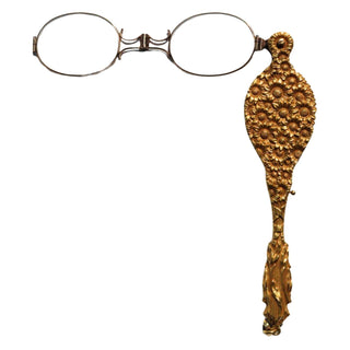 Antique 14K Lorgnette Readers Floral Pattern Art Nouveau Yellow Gold