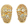 Vintage Diamond Huggie Hoop Earrings 18K Yellow Gold ~2.4ctw Clip-Ons