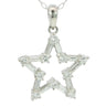 Platinum Diamond Star Pendant 18K Necklace Baguette-cut & Round Diamonds ~.75ctw
