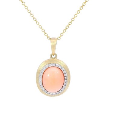 Effy 14K Diamond Coral Pendant Yellow gold 18" ~2.38ctw