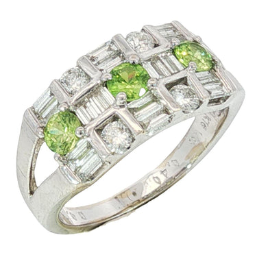 18K Diamond Demantoid Garnet Ring Estate White Gold ~1.1ctw
