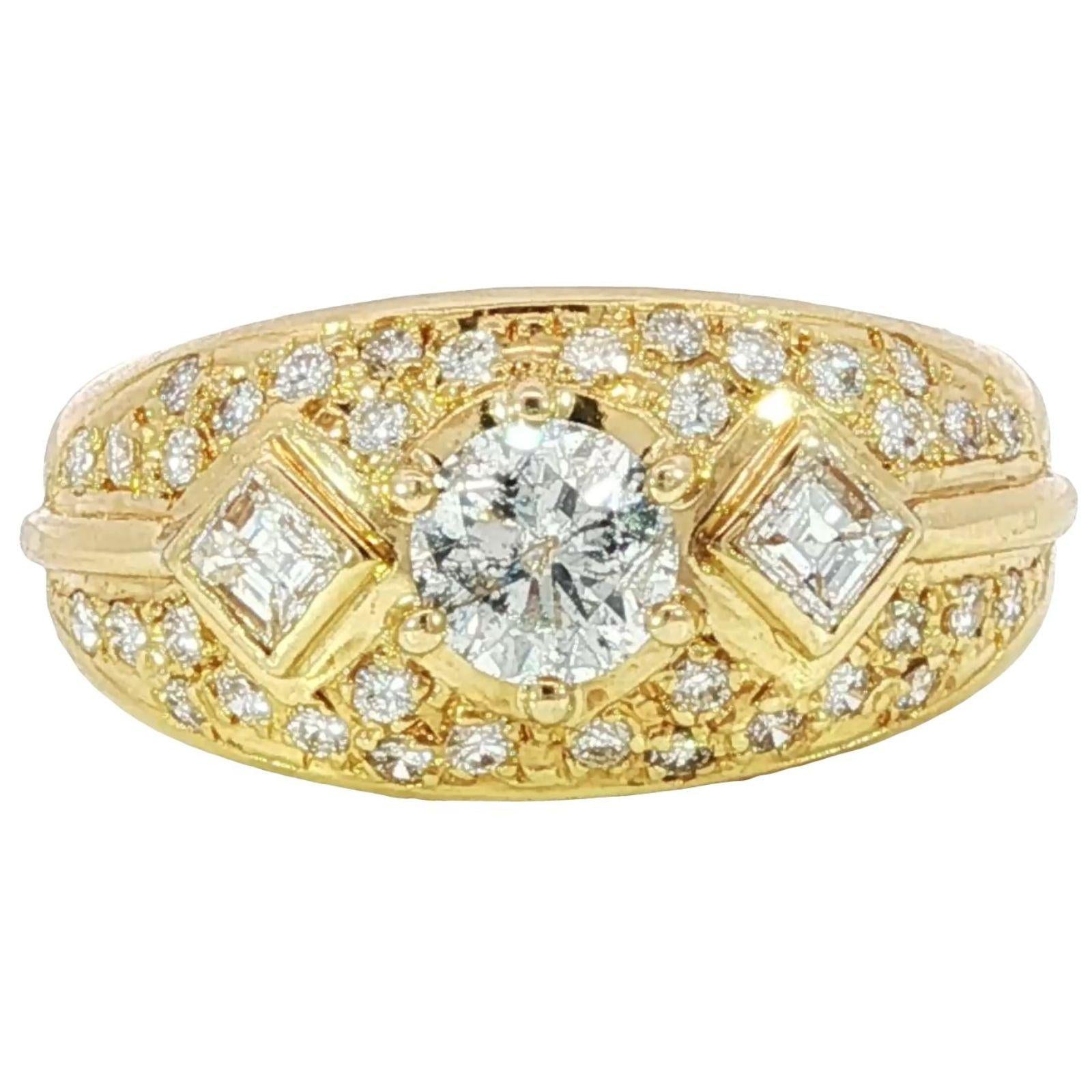 Vintage 18K Yellow Gold Diamond Ring Size 5.5 ~1.01ctw