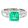 Vintage Emerald Engagement Ring Diamond Accents AGL CERT Platinum Size 6 ~2.2ctw