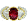 Estate Ruby Diamond Cocktail Ring 18K Yellow Gold ~3.8ctw AGL Certified
