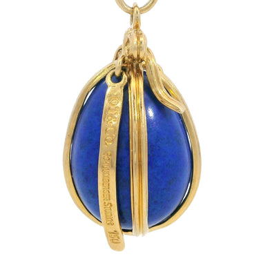 Schlumberger Tiffany & Co. Lapis Lazuli Egg Pendant Necklace 18K Yellow Gold