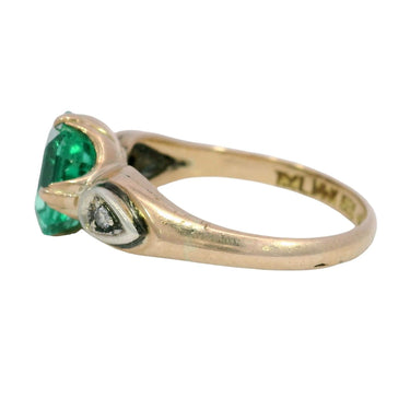 Victorian Emerald Engagement Ring 2.22ct Columbian F1 GIA Ring 14K