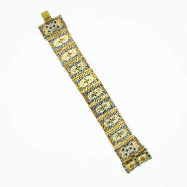 Victorian 14 Karat Sapphire and Enamel Folding / Transforming Book Bracelet