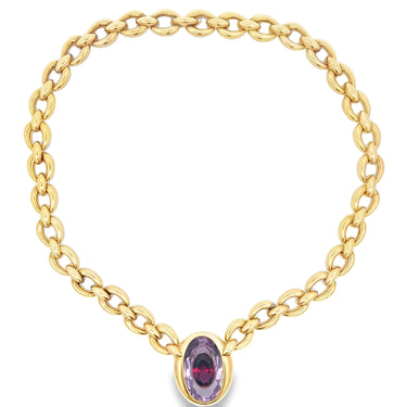 Cartier Paris 18 Karat Gold Amethyst With Garnet Set Inside Pendant Necklace