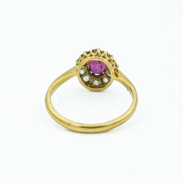 Victorian 18 Karat Old Cut Ruby and Diamond Cluster Ring