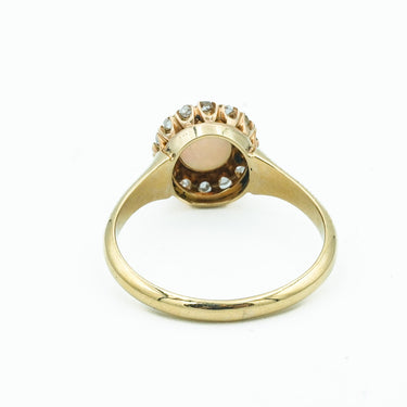 Victorian Opal and Rose Cut Diamond Cluster Ring in 14 Karat Gold