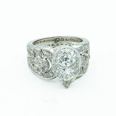 Late Art Deco 2.21ctw Diamond Pear shaped Platinum Cocktail Engagement Ring