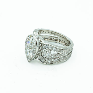 Late Art Deco 2.21ctw Diamond Pear shaped Platinum Cocktail Engagement Ring