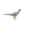 Victorian 18K Yellow Gold Pheasant Stickpin Rose Cut Diamonds and Enamel