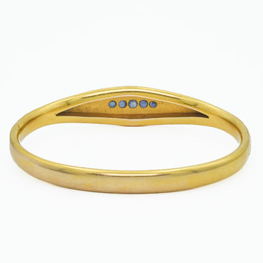 Art Nouveau Engraved 1907 18 Karat Yellow Gold Bangle With Sapphires