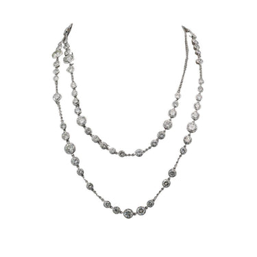 Diamond by the Yard Necklace Modern 18K White Gold ~27.69ctw Diamonds 32" Length