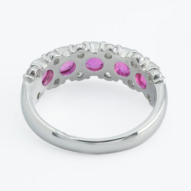 Modern Platinum Ruby and Diamond Band Stackable Ring