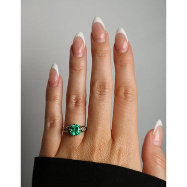 Victorian Emerald Engagement Ring 2.22ct Columbian F1 GIA Ring 14K
