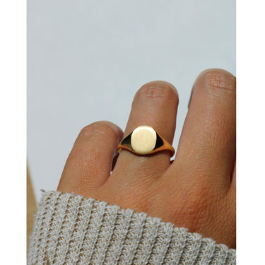 Oval 18K Signet Ring Yellow Gold Blank Size 7